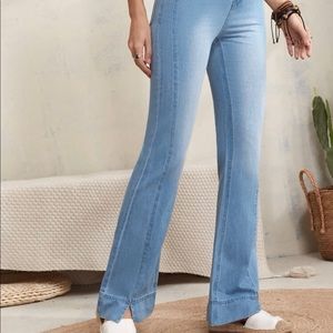 High Stretch Flare Leg Split Hem Jeans
